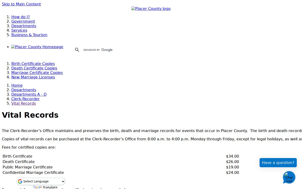Rocklin residents directory Placer County vital records