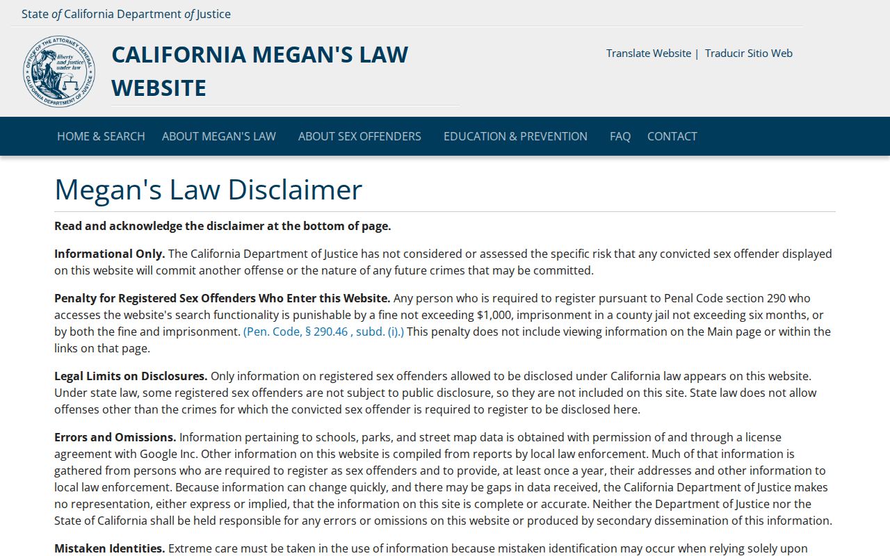 Rocklin resident lookup using the California Megan's Law registry