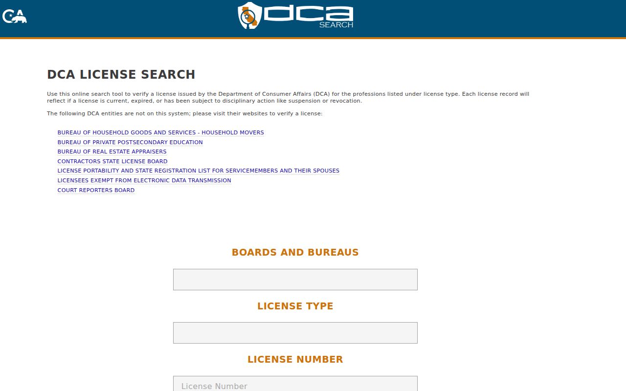 Rocklin resident lookup using California professional license search